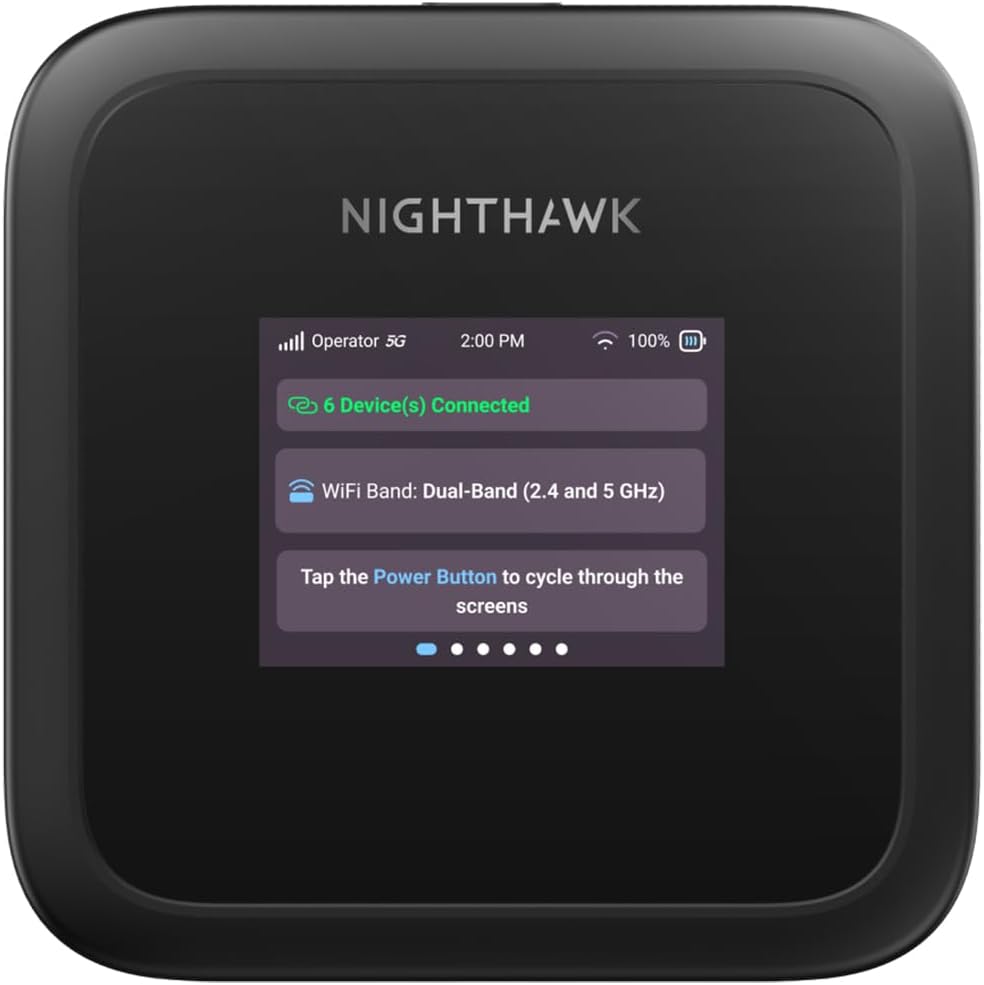 NETGEAR (MH3150) Nighthawk M3- Routeur Mobile 5G WiFi 6, 2,5 Gbps – Fonctionne avec Toutes Carte SIM- Hotspot WiFi, Usage Personnel ou Professionnel – réseau sécurisé- AX3600, jusqu'à 32 appareils(Noir)