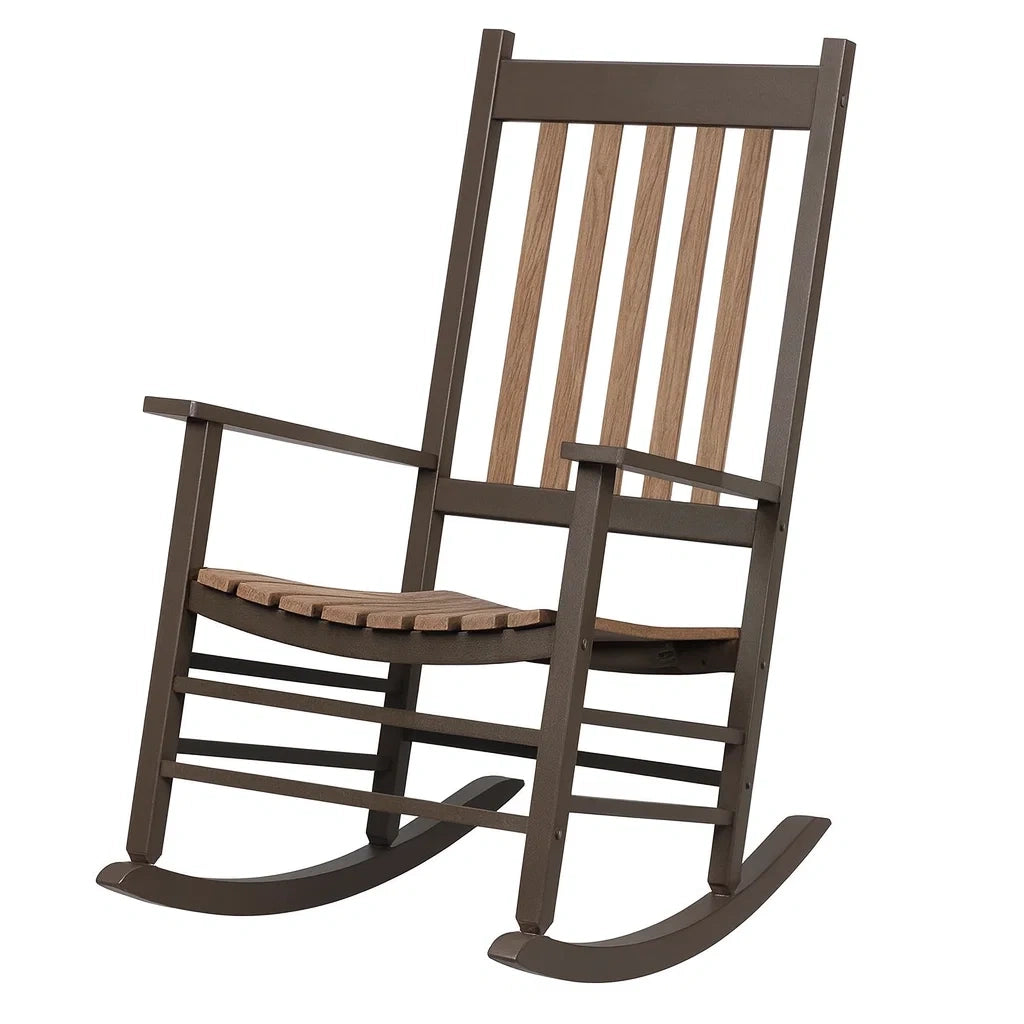 Fauteuil à bascule en métal et bois marron(Marron)