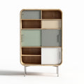 Meuble de rangement en bois avec portes en verre 90 x 50 x 150cm