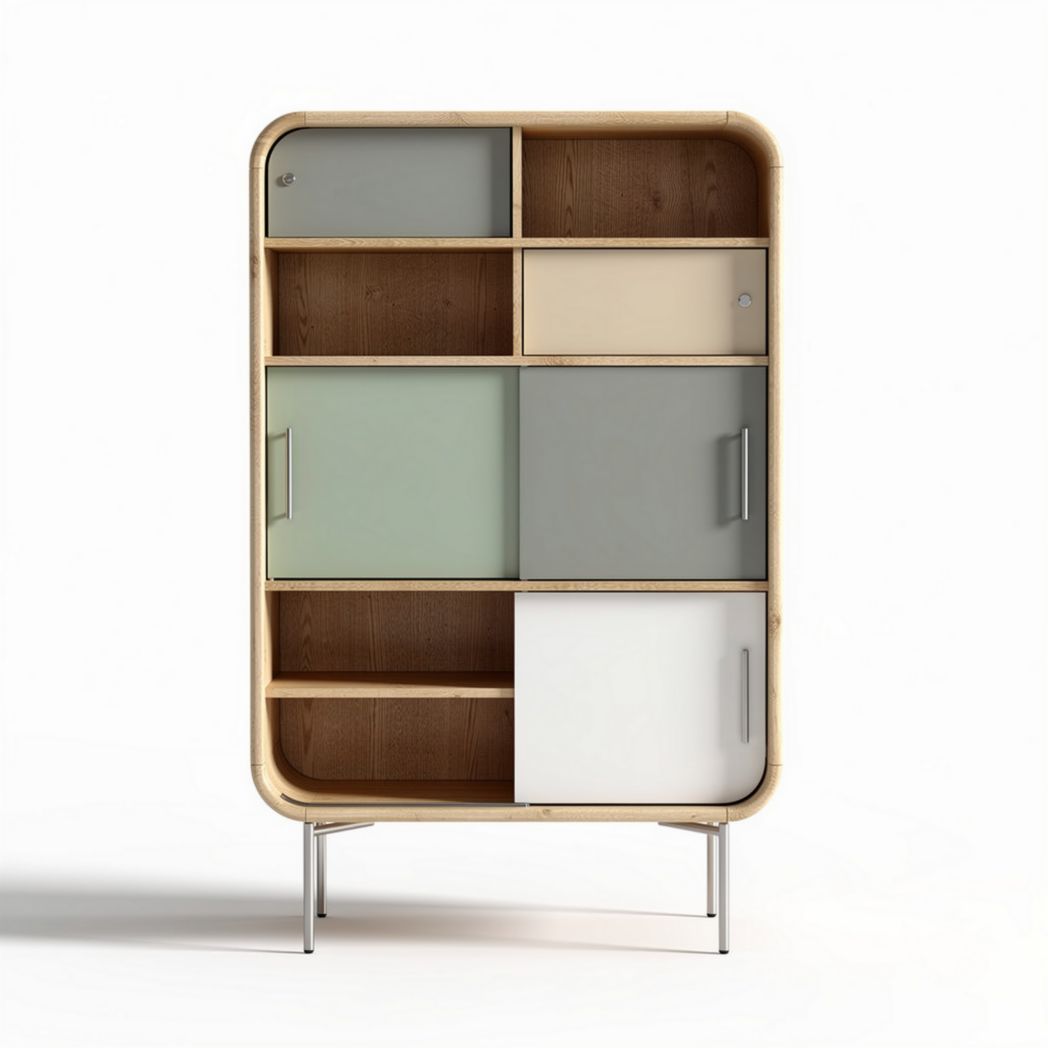Meuble de rangement en bois avec portes en verre 90 x 50 x 150cm