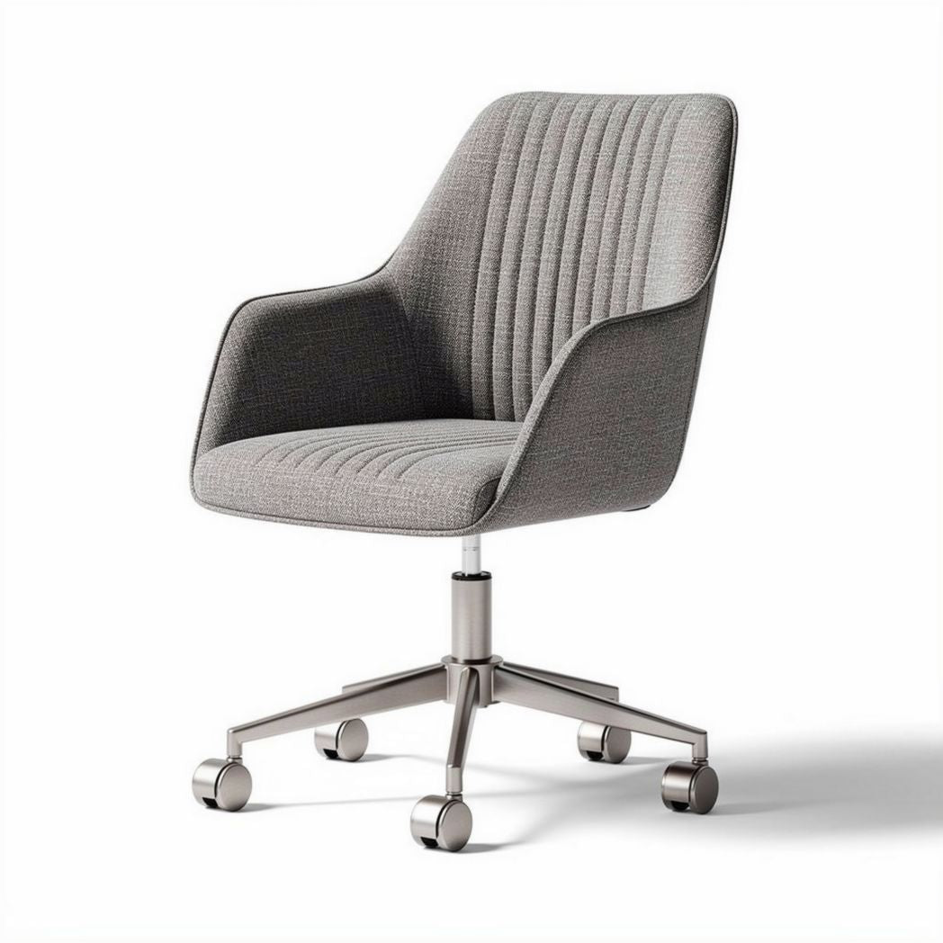 Chaise de bureau en tissu gris avec roulettes et structure en métal 60 x 60 x 85cm