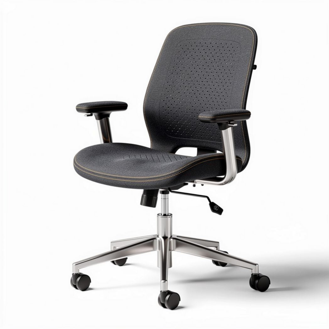 Chaise de bureau ergonomique en mesh noir avec accoudoirs réglables et roues swivels 60 x 60 x 100cm