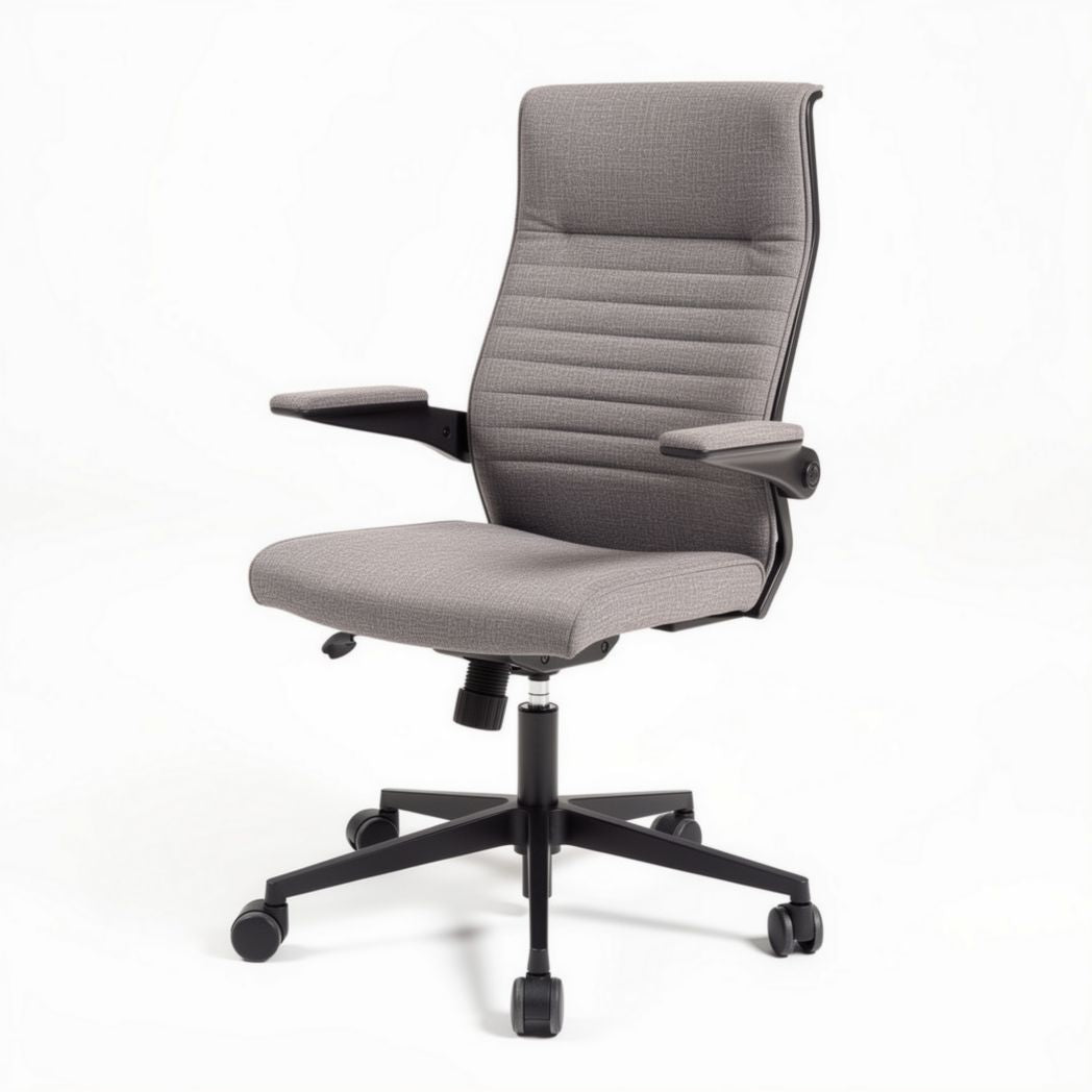 Chaise de bureau réglable en tissu gris avec accoudoirs dimensions 60 x 60 x 100cm
