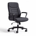 Chaise de bureau ergonomique en tissu gris avec accoudoirs et roulettes
