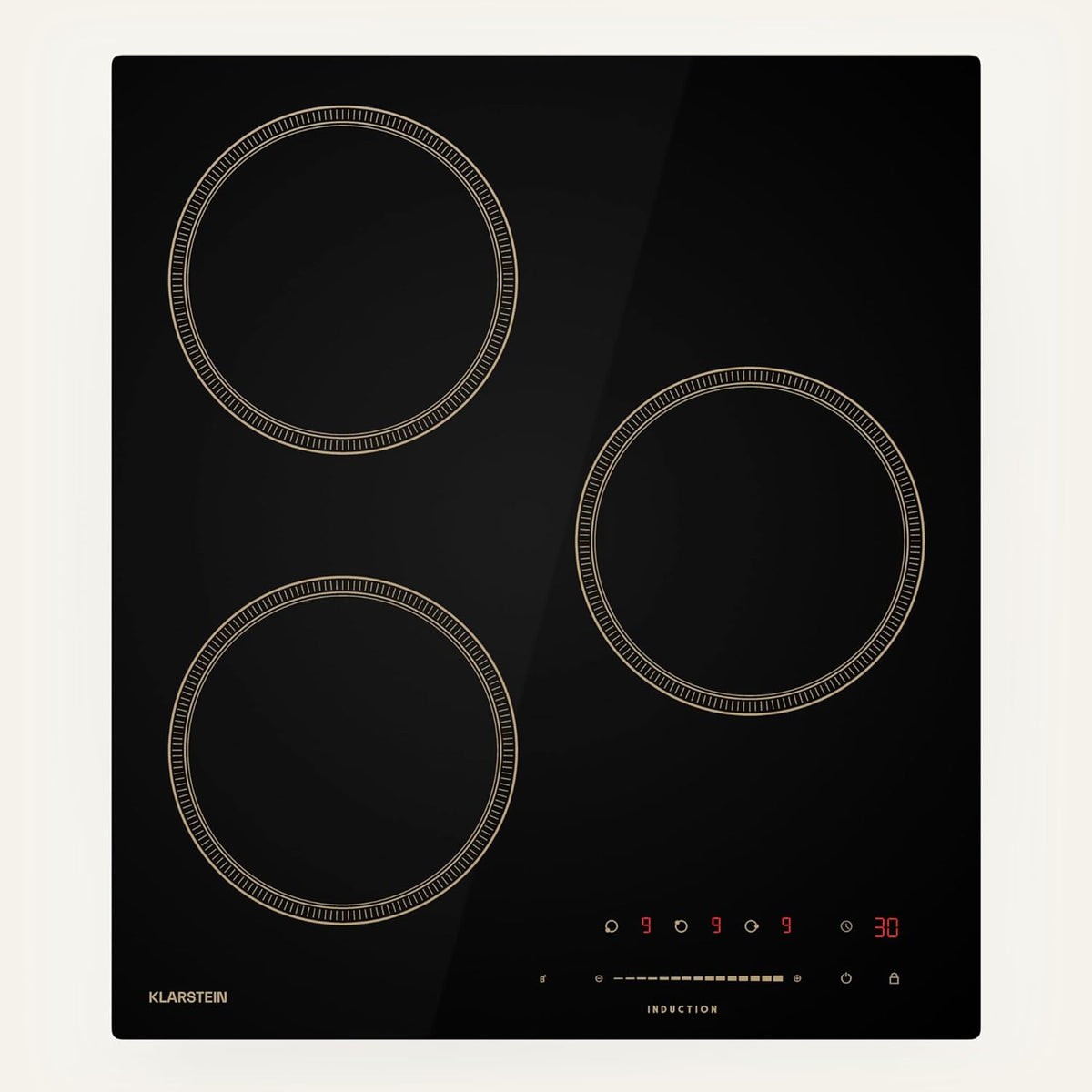 Klarstein Victoria Plaque À Induction Encastrable - 3 Zones, 6600 W Avec Boosters, Commande Tactile À Curseur, Minuterie  Verrouillage Parental, Vitrocéramique Noire, Design Compact 45 cm(Beige)