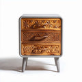 Table de chevet en bois sculpté avec trois tiroirs 40 x 40 x 50cm