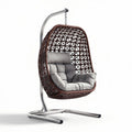 Fauteuil suspendu en osier tressé avec coussins gris 100 x 100 x 150cm
