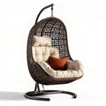 Fauteuil suspendu en rotin tressé brun avec coussins de 90 x 75 x 110cm