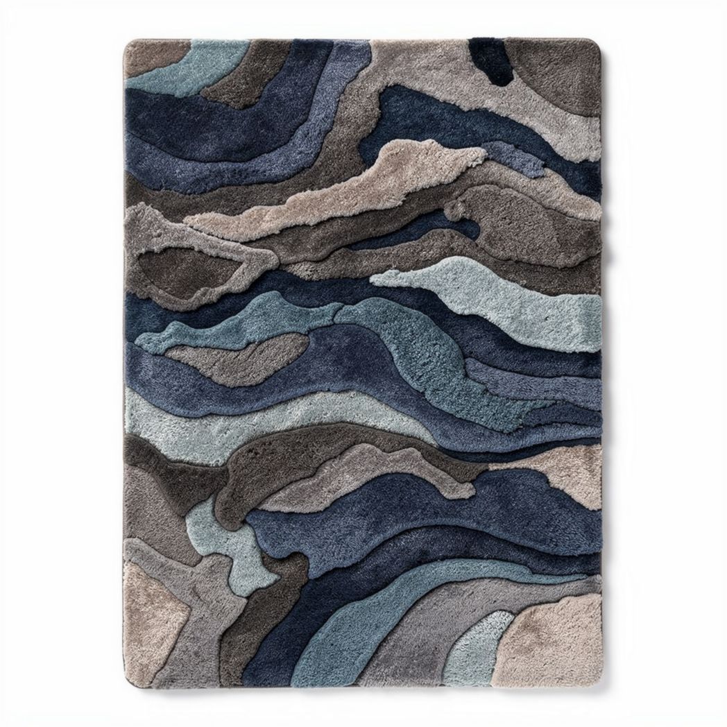 Tapis en microfibre abstrait design multicolore 120 x 90 x 2 cm