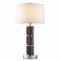 Lampe de table en verre transparent avec abat-jour en tissu blanc 30 x 30 x 50cm