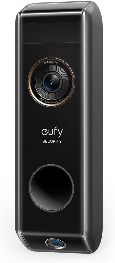 eufy Security Vidéo Doorbell S330 Add-on Dual Camera (avec Batterie),caméra supplémentaire,Sonnette de Porte vidéo alimentée par Batterie, détecteur de Mouvement, détection de Colis, 2K HD,sans Frais(Noir)