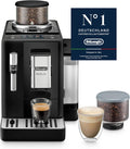 De'Longhi Rivelia EXAM440.35.B, Machine À Café Grain Automatique, Grains Fraîchement Moulus, Bac à Grains Interchangeable, Buse Vapeur Lait Classique, 8 Recettes, Écran Tactile Couleur, Noir