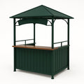 Pavillon de jardin avec bar en métal avec toit en tissu vert 120x60x220 cm(Vert/Bois naturel)