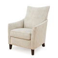 Fauteuil en tissu polyester beige avec pieds en bois massif(Beige)