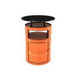Industrial Black Orange Metal Drum Storage Bar Tables(Table Only)