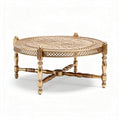 Table basse en métal doré avec design ajouré diamètre 80 cm hauteur 40 cm