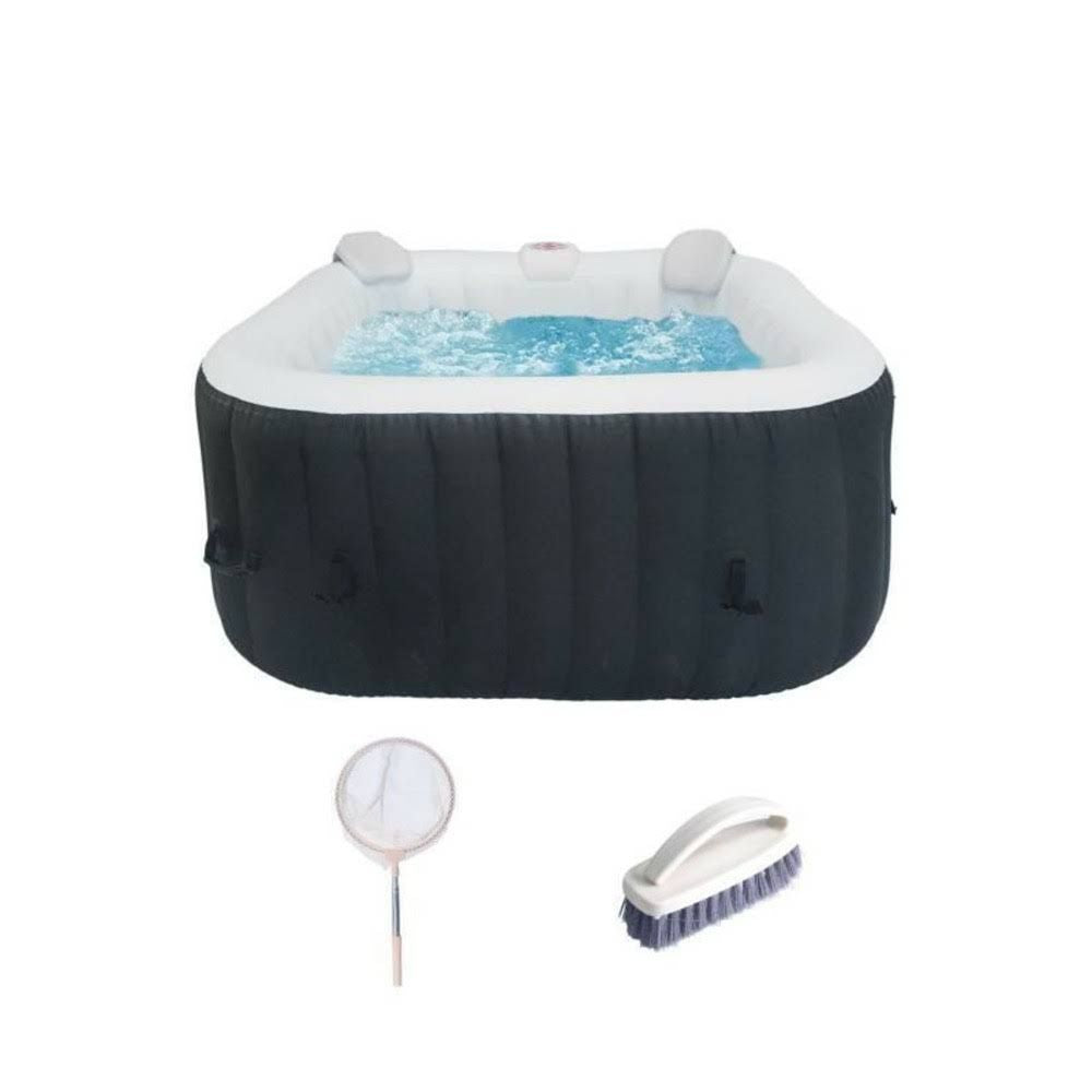 Kit Tout Inclus Sunspa spa gonflable carré 4 places et accessoires(Noir/Blanc)