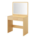 Coiffeuse en bois avec miroir LED et tiroir beige(Beige)
