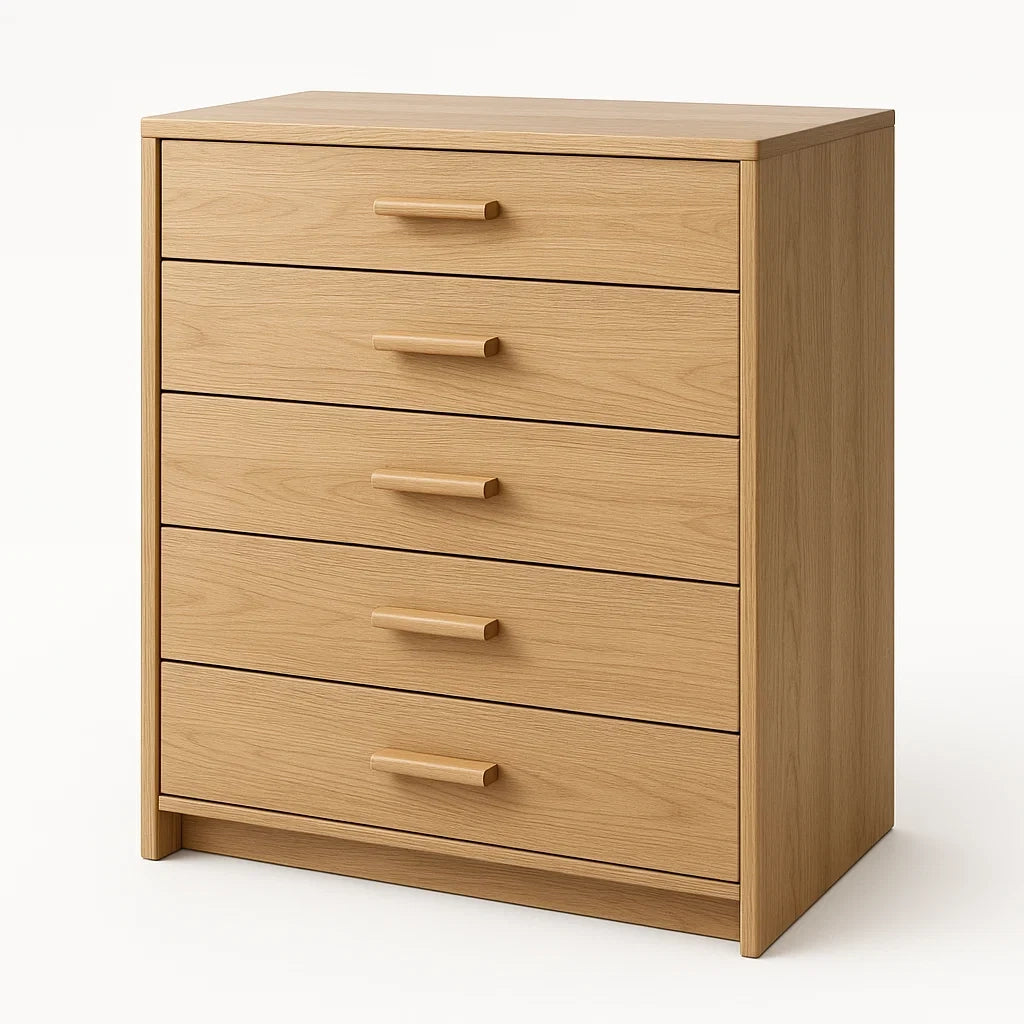 Commode à tiroirs 5 tiroirs en bois de chêne(Chêne clair)