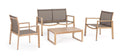 Séjour avec fauteuils et table basse Kallen, structure aluminium pour véranda et jardin(Naturel)