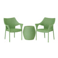 Ensemble de mobilier d'extérieur en plastique vert avec deux chaises et une table(Vert)