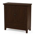 Buffet en bois massif foncé avec portes et tiroir 80x40x90 cm(Bois Foncé)
