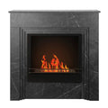 Cheminée au bioéthanol Bellini au sol en bois, biocheminée d'intérieur, h 96 cm(Marbre Blanc)